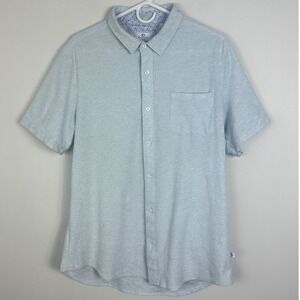 7Diamonds Cabbo Short Sleeve Button Down Shirt Mens Size Large Blue Collared Tee